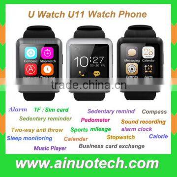 2015 newest watch 1.59 inch MTK2502C smart watch with CE Rosh Bluetooth 4.0 Wrist watch phone U watch U11