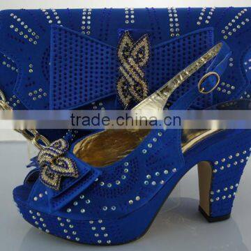 10 cm high heels Hot sale african women's shoes and bag of set unit 4 different colors