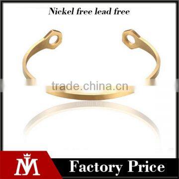 Polishing 18k Gold Plating Open Cuff Bracelet Women Jewelry Stainless Steel Wrench Bangle