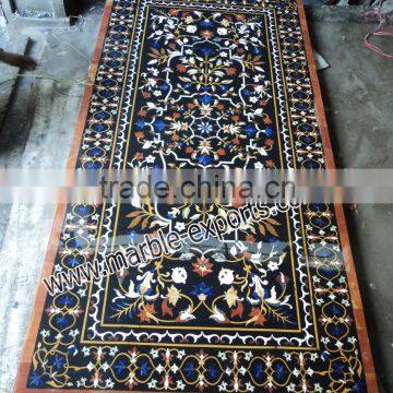 Pietre Dure Marble inlay Black Dinning Table top