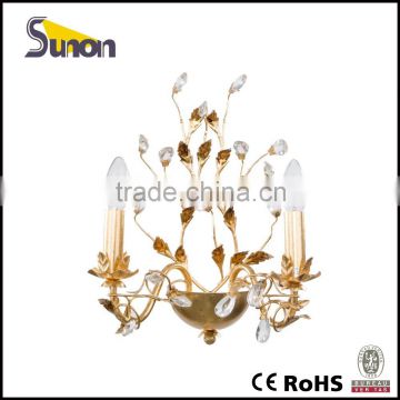 SB0640-2 mide in china simple style gold foil wrought iron crystal wall lamp/bedroom decorating/wall light