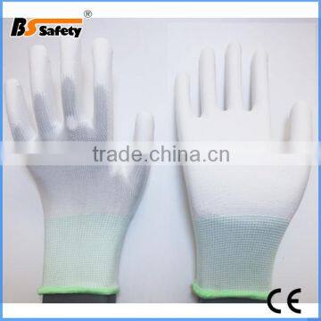 anti-static softtextile nylon work gloves with PU coated for Electronics factory