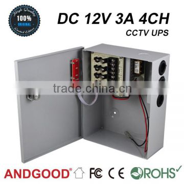 12V DC 3A 4 outpus cctv ups power supply with battery back up function