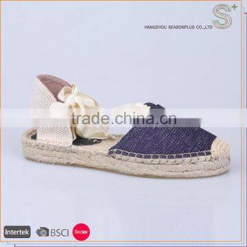 Wholesale low price ladies flat linen espadrille shoes