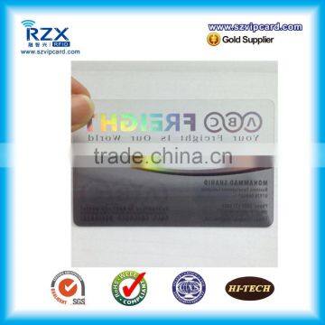 Foil/stamp pvc clear transparent card
