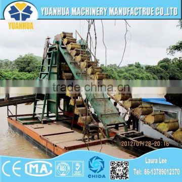 bucket chain wheel dredger and dredger ship for gold mining