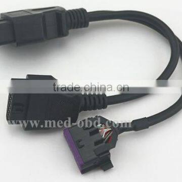 OBD2 Splitter Y Cable, Assembled J1962 Male to 2 J1962 Female, 1ft