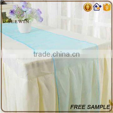 Best Selling Organza Fabric Square Size Soft Blue Table Runner photo-2