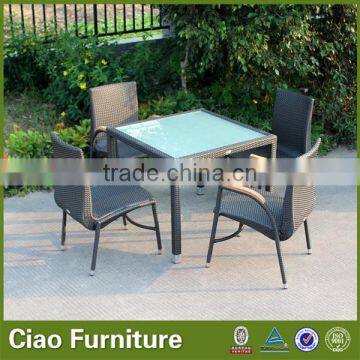 Garden rattan dinner table set 4 chairs