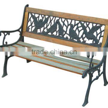 Outdoor wood furniture bench with iron legs