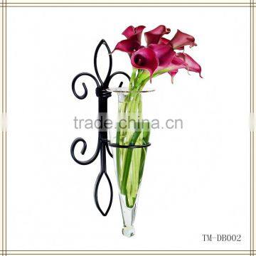 Wrought iron wall flower vase holder