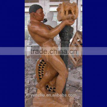 Hand Carved African Style Marble Stone Life Size Man Statue photo-4