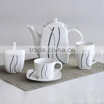 17pcs Promotional Ceramic Coffee Service Set With Sugar and Creamer Pot photo-3
