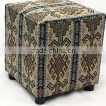 Dark Printing Moroccan Pouffe, Cube