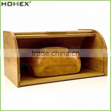 Bamboo Bread Box Storage Bin with Roll Up Cover/Bread Keeper Box/Homex_FSC/BSCI Factory