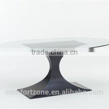 A8087 Reduced Designs Strong Frame Oval Glass Top Dining Table for Family photo-3