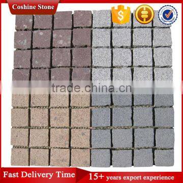 Cube Pattern Grey Mesh Backed Cobblestone Pavers Flooring photo-6