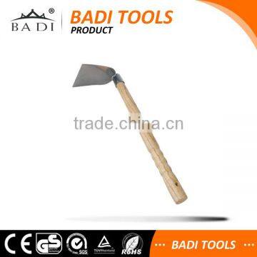 stainless steel wide head hoe with wooden handle