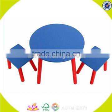 Wholesale blue wooden table and 2 chairs for children,cheap table and 2 chairs,top quality wooden table and 2 chairs W08G137