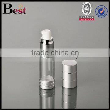 China Hot Products Wholesale Cost Price Silver UV Pump Clear Body Airless Plastic Bottle Cosmetic Lotion Serum photo-2
