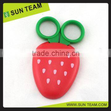 Cheap mini pretty round tip with safety cover PP grip student scissors