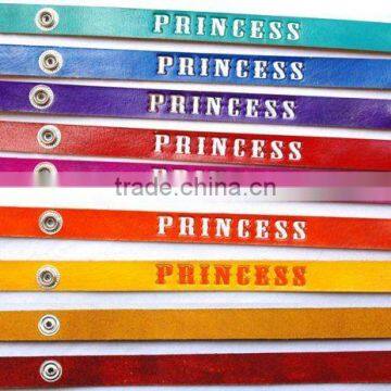 Handmade Leather Bracelet "go team", "princess" , "advertising", "slogan"