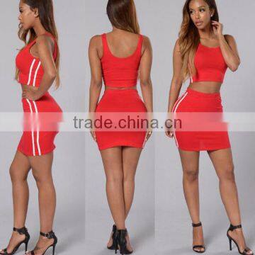 New Arrival 2017 Fashion Casual Summer Dress Women Two Piece Dress Set Sport Outdoor Crop Top Outfits Women Dresses