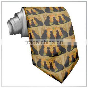 Customized Vintage Holleywood Cats Painting Digital printing Top Quality Men's Silk Satin Tie/Necktie