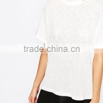 China Factory OEM ODM 2015 New Fashion Customized Highneck White Top and Blouse photo-3
