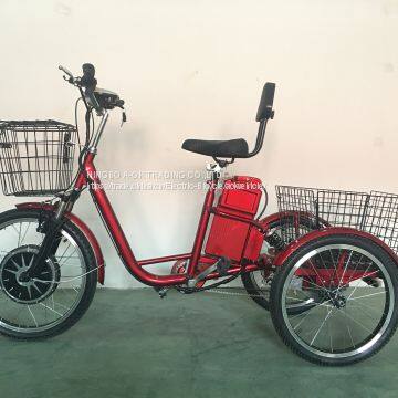 350W 48V Electric Trike With Front Rear Basket,EWheels Adult Electric Tricycle photo-2