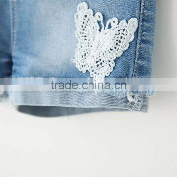 Summer New Hot Shorts Lace Butterfly Denim Jeans For Kids Girl photo-5