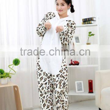 flannel cartoon adult animal jumpsuit animal pajamas jumpsuit leopard design