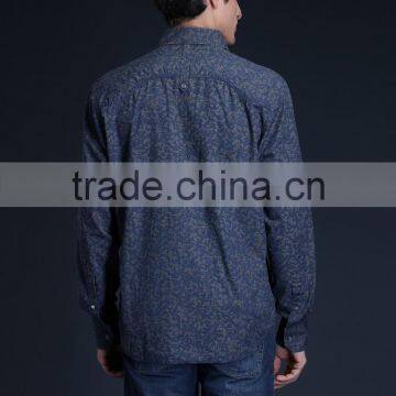 Fashion Long Sleeve Casual Design High Quality 100%Cotton Print Men Shirt photo-2