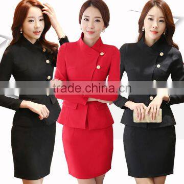 Custom popular women unifiorm suit for hotel/ office/ long sleeve uniform