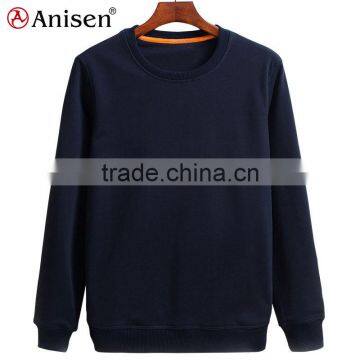 custom oem crew neck pullovers windbreaker long sleeves cvc fleece men sweatshirts