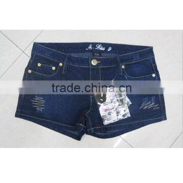 young girls washed denim shorts jean stock