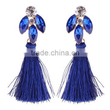 Bohemian Jewelry Rhinestone Gems With Long Colorful Tassel Charms Earrings for Women photo-5