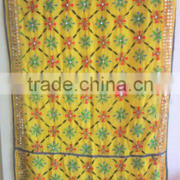 Yellow multicolor PHULKARI GEORGETTE DUPATTA SHAWL, Hand embroidery