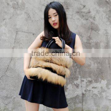 CX-H-33 Genuine Red Fox Fur & Mink Fur Hand Bags photo-4