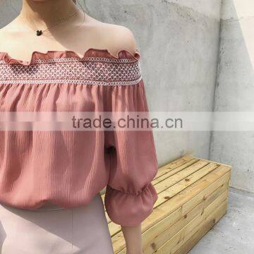 MAXNEGIO latest chiffon strapless flare sleeve blouse top