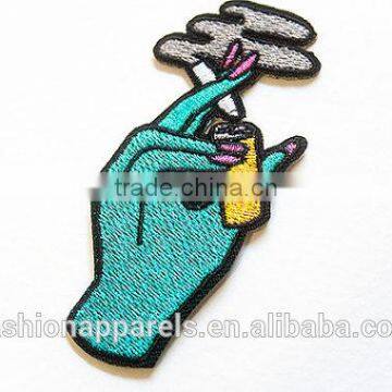 Custom High Quality Smoking Embroidered Patch for Clothes Embroidery Patch Made in China Choose Size/color photo-2