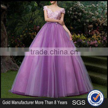 MGOO Elegant New Arrival Off Shoulder Purple Quinceanrea Dress For Girl Formal Gradution Applique Prom Dress YDYS15B0079