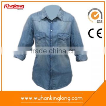 2016 Wholesale Women's Fashion Design Cotton Denim Shirt