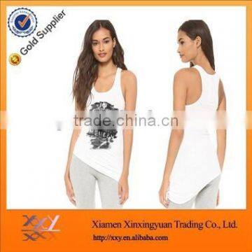 Fashion irregular hem stringer women 100 cotton tank top 2016 wholesale garment factory in bangladesh