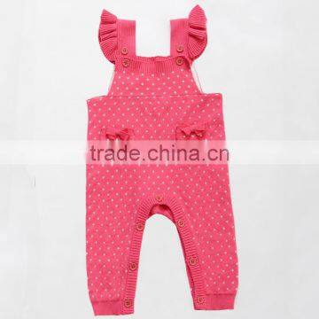 Hot Sales 100% Organic Cotton Sleeveless Rompers Knitted Blue Baby Jumpsuit photo-5