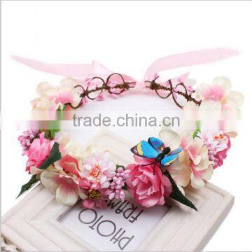 Queen Head Decoration Garland Rose Flower Girls Hair band Bride Wedding Crown