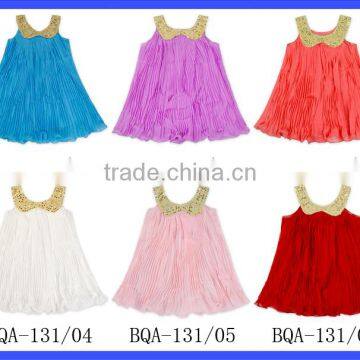 Summer Children Plain White Sleeveless A-line Blank Sequin Chevron Bouffancy Baby Girl Dress photo-6