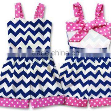 baby one-pieces wholesale infant girl Jumper Shorts Pink Navy Chevron Polkadot Dress toddler chevron cotton romper