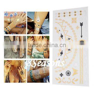 Custom Available Arrow Pattern Gilding Water Transfer Printing Waterproof Paper Temporary Tattoos Sticker