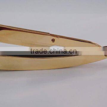 high quality swing lock shiny gold razor/ barber straight razor